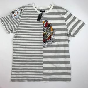 KITE Wolf Embroidered Striped Tee in Heather